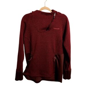 Avalanche | Women's Maroon Striped Hoodie Sweatshirt w/ Zipper Pockets (Size XL)